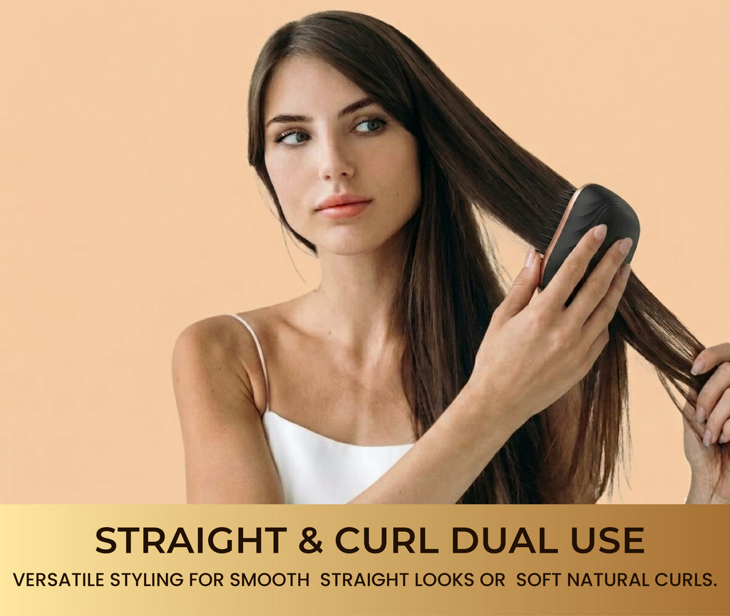 EKO Portable Mini Hair Straightener Brush – Cordless, Rechargeable, Ceramic Coating