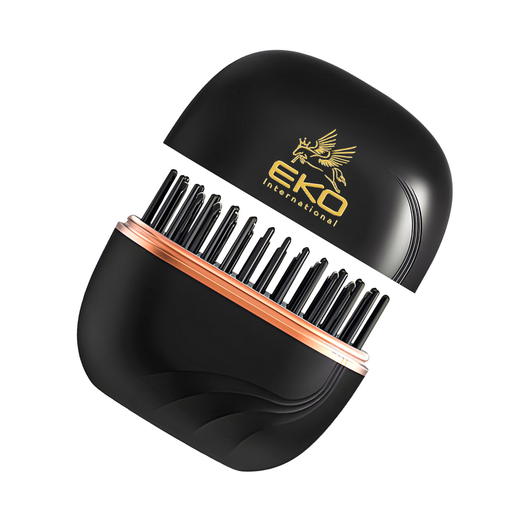 EKO Portable Mini Hair Straightener Brush – Cordless, Rechargeable, Ceramic Coating