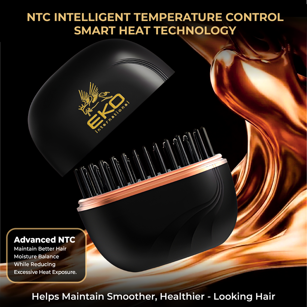 EKO Portable Mini Hair Straightener Brush – Cordless, Rechargeable, Ceramic Coating